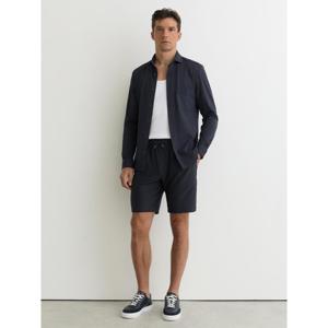 REISS Ajay Seersucker Drawstring Shorts in Navy